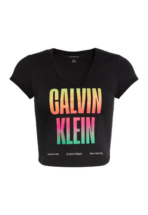Calvin Klein Jeans, PRIDE SLIM SCOOP TEE - T-shirt imprimé - black