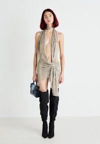 Jaded London SPYRO SNAKESKIN PLUNGE MINI DRESS - Cocktail φόρεμα / Φόρεμα για πάρτι - silver