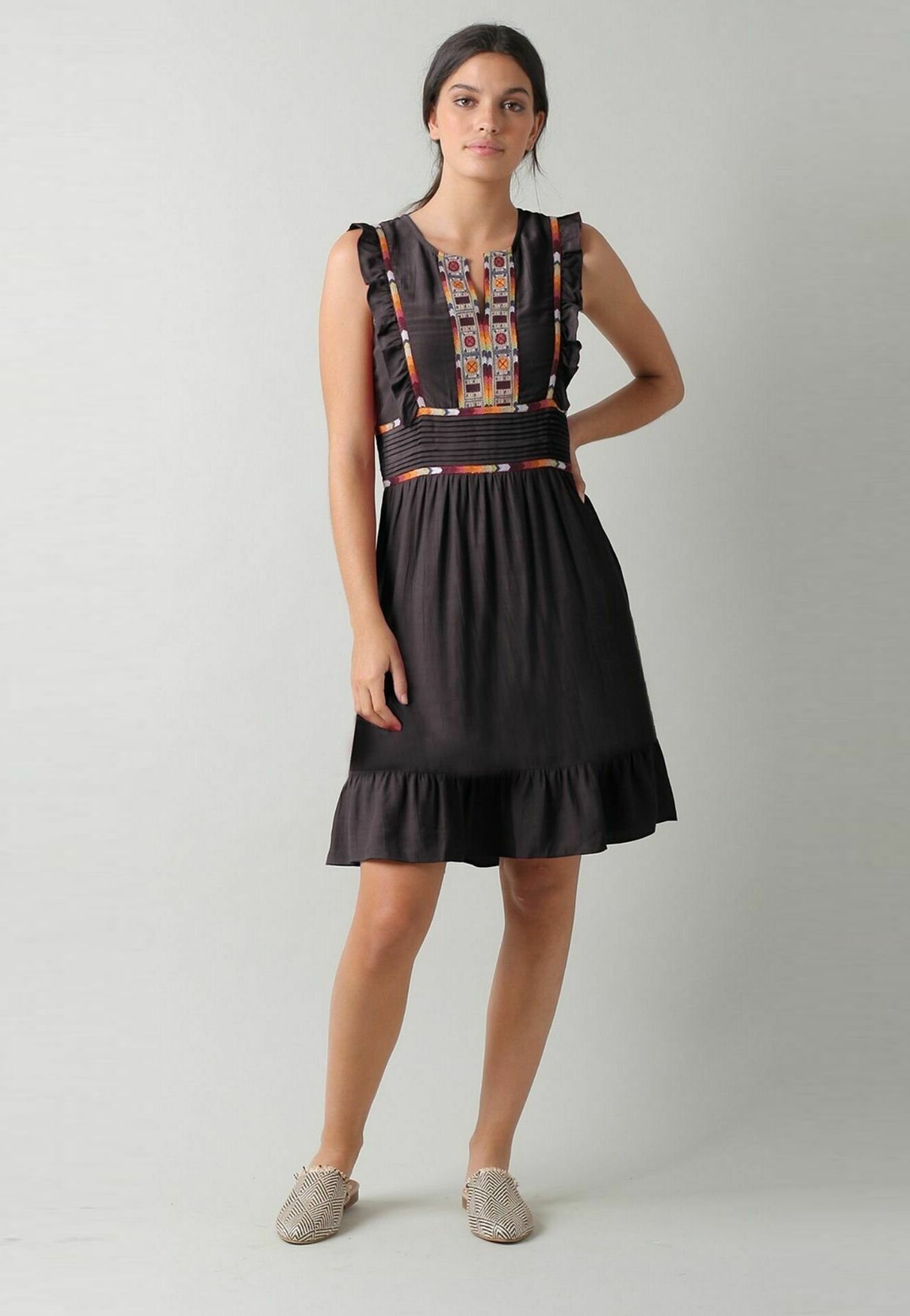 Vestido Indi-cold Largo Viscosa Estampada Granate