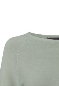 Lichtgroene gebreide trui met een ronde hals, voorzien van een gestructureerde stof en raglanmouwen voor een ontspannen pasvorm.