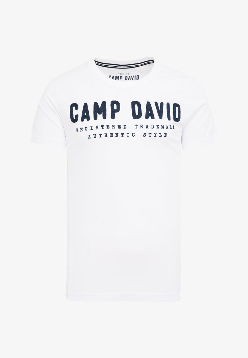 Camp David Mit Round Neck Und Logo Stickerei T Shirt Print White Weiss Zalando De