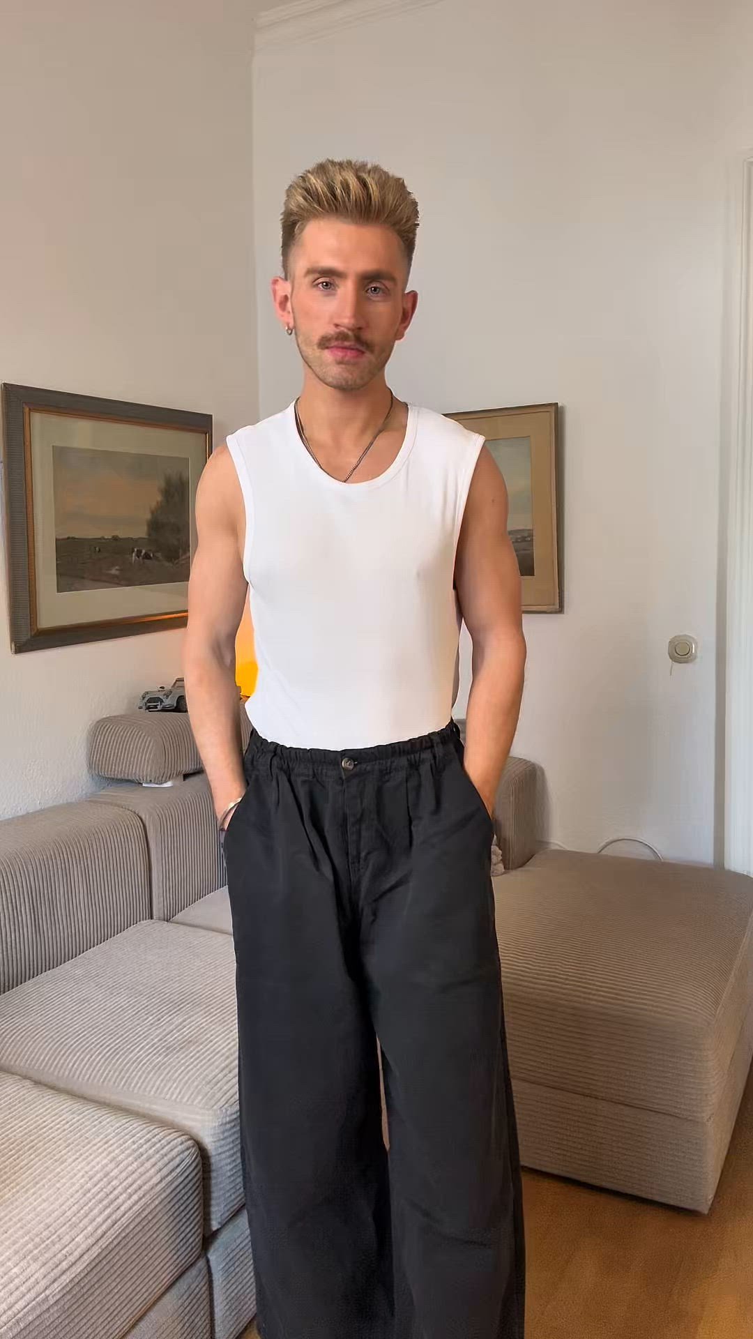 Kaotiko PANT DANDY WIDE LEG UNISEX - Trousers - black - Zalando.co.uk