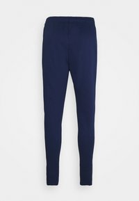 Mörkblå bomullsleggings med ett elastiskt midjeband, med en slät yta och smal passform, utformade för komfort och lätt rörelse.