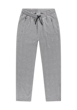 Grijze, gestructureerde joggerbroeken met een elastische tailleband, een trekkoordsluiting en twee ritszakken aan de zijkanten. Beschikbaar in een slim fit ontwerp.