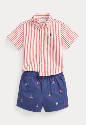 Polo Ralph Lauren, STRIPED POPLIN SHIRT & EMBROIDERED SHORT 0-2Y - Vapaa-ajan kauluspaita - nantucket red white