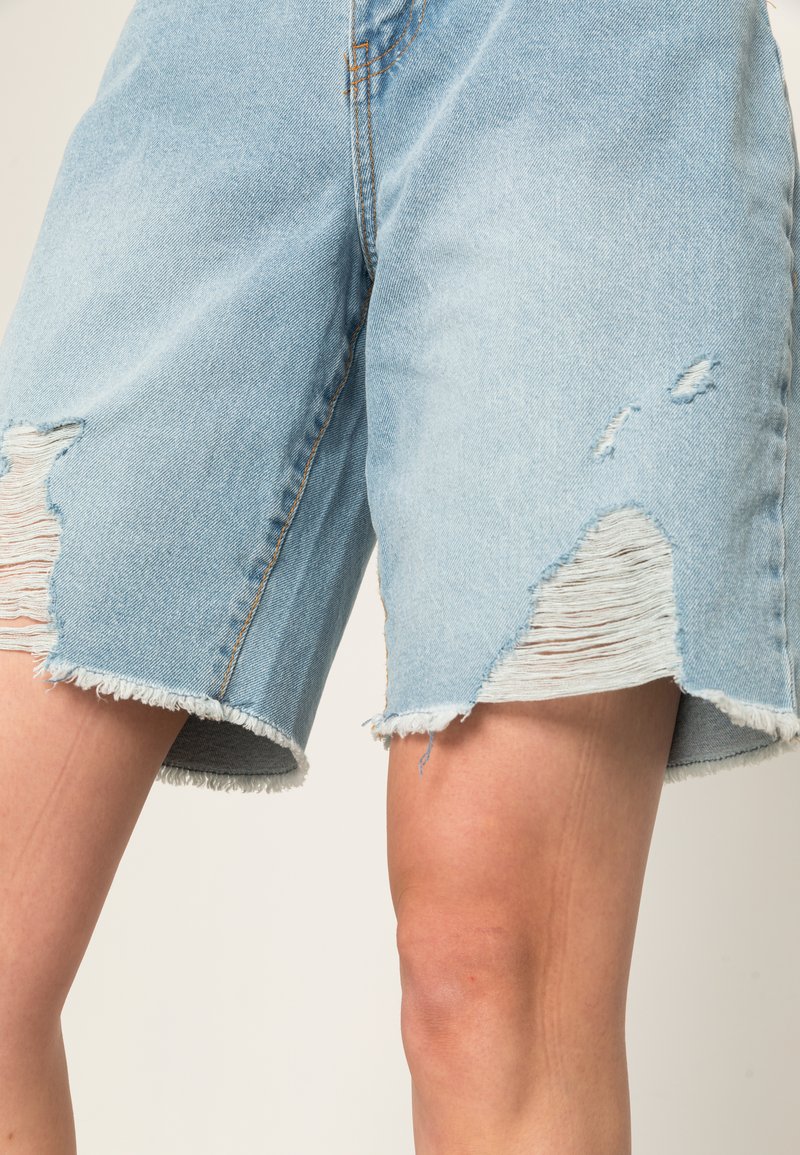 Damen Kleider | Noisy May NMDREW DESTROY BERMUDA Jeans Shorts light blue denim/light-blue denim - UV42770 Damen Kleider | Noisy May NMDREW DESTROY BERMUDA Jeans Shorts light blue denim/light-blue denim - UV42770