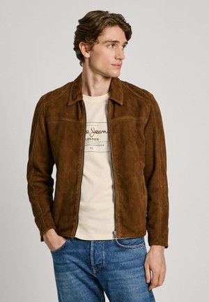 Pepe Jeans TENJAMIN - Leather jacket - walnut brown