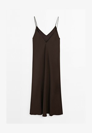 Massimo Dutti, FLOWING SATIN MIDI DRESS - Maxi-jurk - dark brown