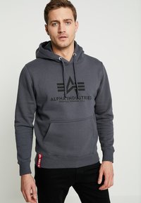 Alpha Industries - BASIC - Mikina s kapucí - grey black/black Miniatura obrázku 1