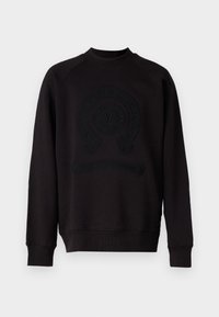 Schwarzer Sweatshirt aus weichem Stoff, mit einem erhabenen Logodesign auf der Vorderseite sowie gerippten Bündchen und Saum. Raglanärmel sorgen für eine lässige Passform.