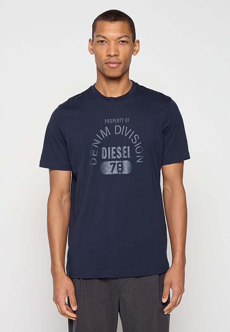 Diesel T-shirt print gemêleerd donkerblauw