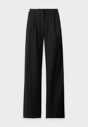 Anna Field by Zalando, GOLDEN BUTTON WAIST DETAIL SMART WIDE TROUSERS - Broek - black