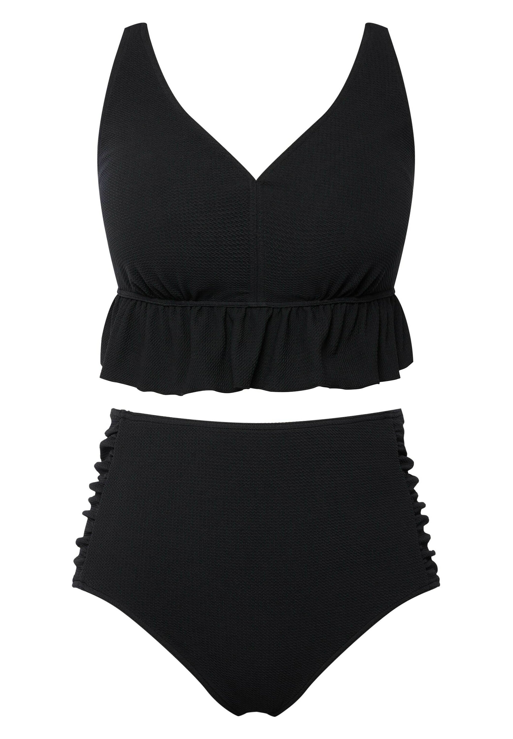 Ulla Popken Miriam Slip Bikini Tinta Unita Vita Alta – Parte Inferiore Donna, Morbido Drappeggio, Certificato Oeko-Tex