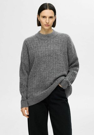 SLFMALINE HIGH NECK - Strickpullover - medium grey melange
