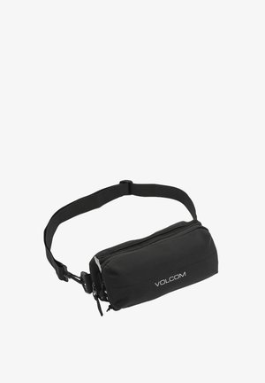 Borse a vita nera regolabile con due scomparti con zip e logo "VOLCOM" bianco sulla tasca anteriore.