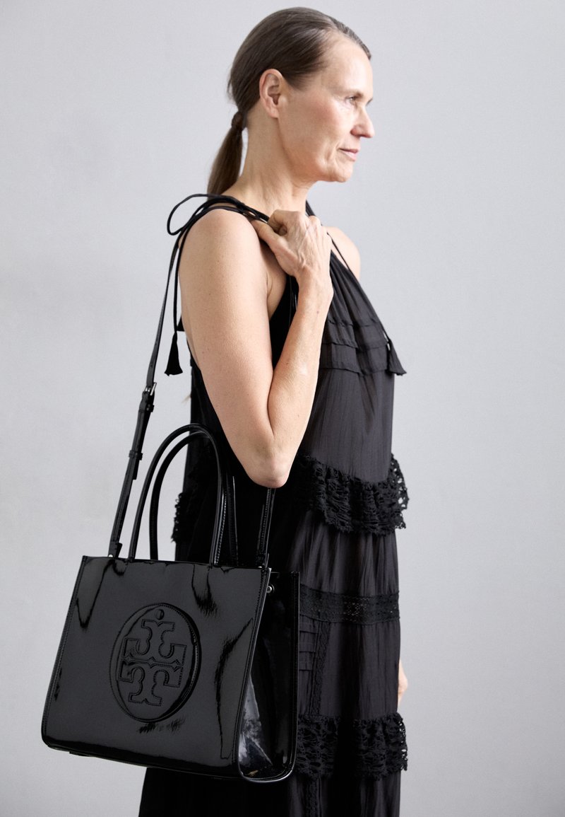 Tory Burch ELLA BIO PATENT SMALL TOTE - Handbag - black