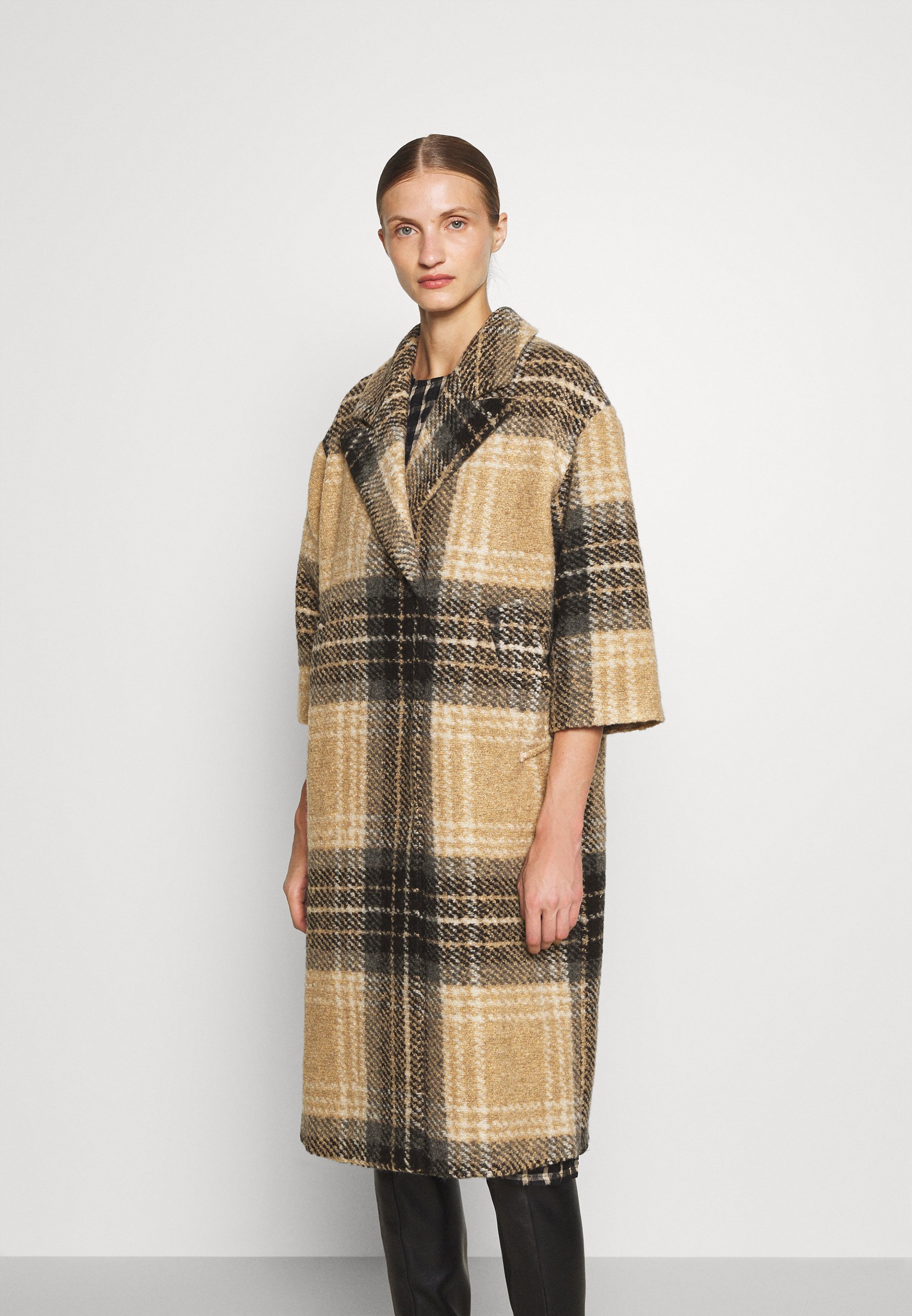 camel check coat
