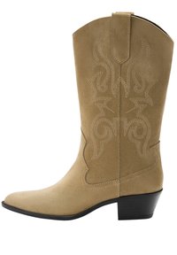 WITH TOPSTITCHING - Cowboy- / bikerstøvlette - beige