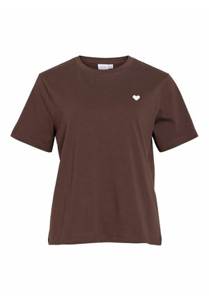 VILA, T-SHIRT VIVORA RUNDHALS - T-shirt basique - coffee bean