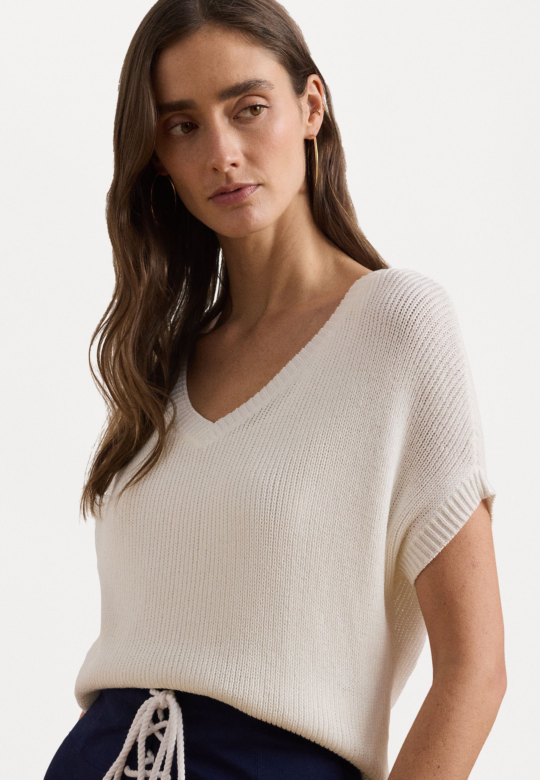 ラルフ・ローレン Lauren Ralph Lauren Rib-ニット Short-Sleeve Sweater レディース Sweaters Ma Rib-Knit Cropped Short-Sleeve Sweater