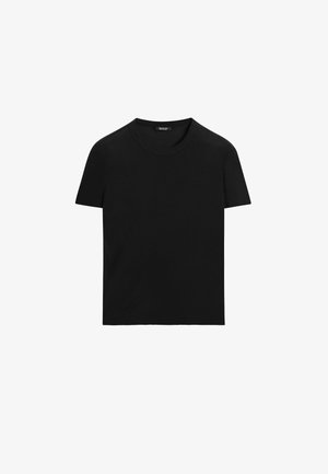 Massimo Dutti FLOWING SHORT SLEEVE WITH CREW NECK - T-shirt basique - black