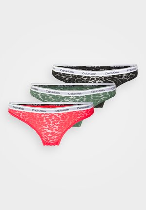 BRAZILLIAN 3 PACK MODERN LOGO W/ LACE - Slip - black tea/berry/garden topiary
