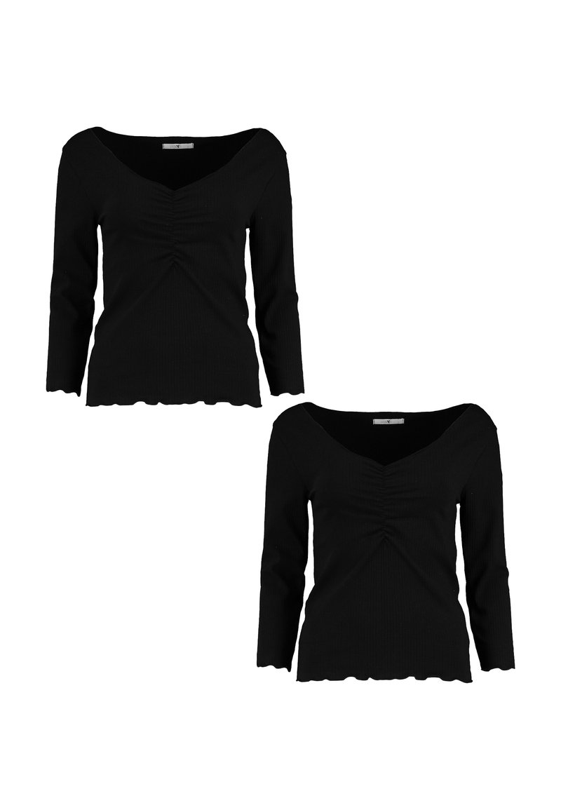Hailys 2ER-SET V-AUSSCHNITT 3/4-ÄRMELN NORMALER SCHNITT - Langarmshirt - schwarz