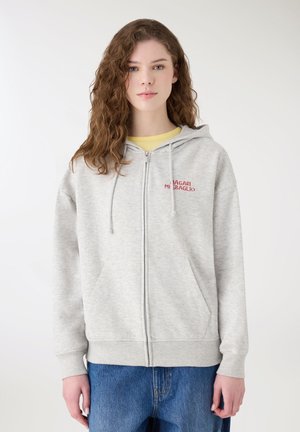 Terranova, CON CAPPUCCIO E SCRITTA - Felpa con zip - grigio chiaro melange