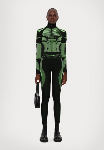 MISBHV Leggings - Calças - black/green