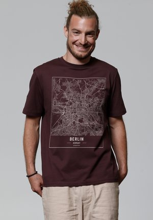CITY MAPS BERLIN LANDKARTE - T-shirt print - red brown