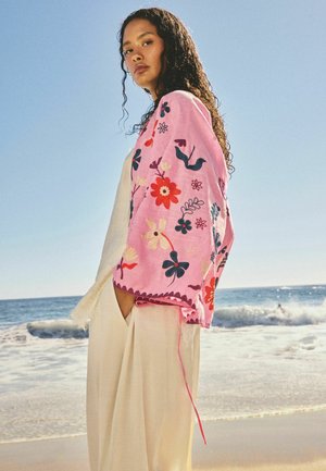 Next, REGULAR FIT - TIE FRONT JACKET . - Nyári dzseki - pink embroidered floral
