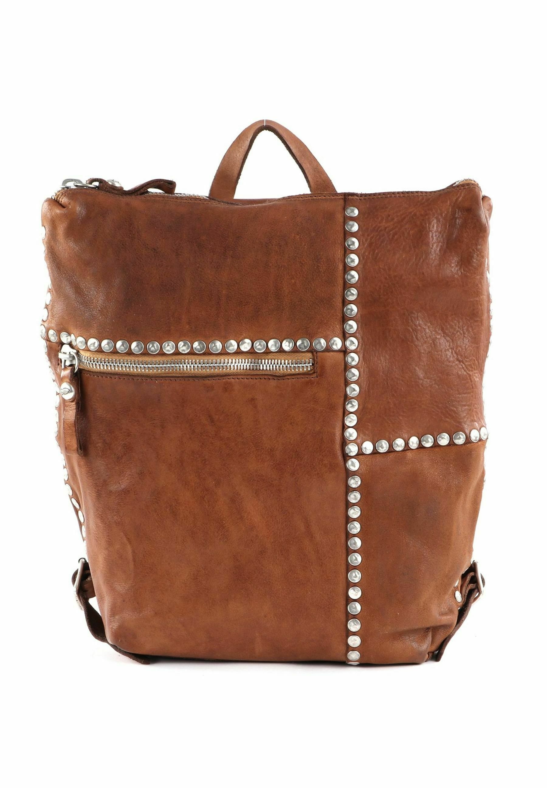 Sac à épaule CAMPOMAGGI En Cuir Cognac - Modèle Zefiro Bucket Mini, Doublure Coton, Neuf Avec étiquettes