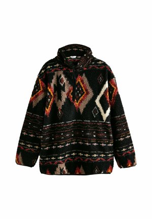 OUTDOOR BORG QUARTER ZIP - Fleece trui - black brown abstract print