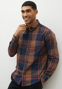 Next EASY OXFORD - Marškiniai - orange navy blue check