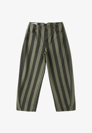 Stradivarius, BARREL-FIT JEANS WITH BACK ADJUSTER - Wide Leg - mottled dark green