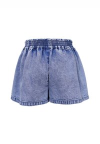 Denim shorts met een elastische tailleband, met een geraffineerd ontwerp, lichtblauwe kleur en casual silhouet.