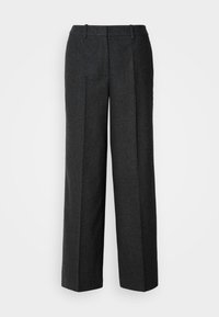 PANTS WIDE LEG HIGH WAIST PIPED POCKETS HOOK CLOSURE - Pantalon classique - deep grey melange