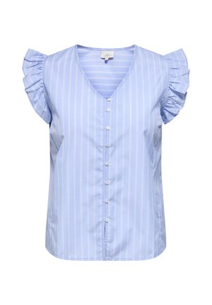 ONLY Carmakoma, CARTESSA S/L SHIRT WVN - Μπλούζα - vista blue stripes:bright white