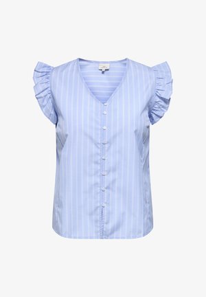 ONLY Carmakoma, CARTESSA S/L SHIRT WVN - Blusa - vista blue stripes:bright white