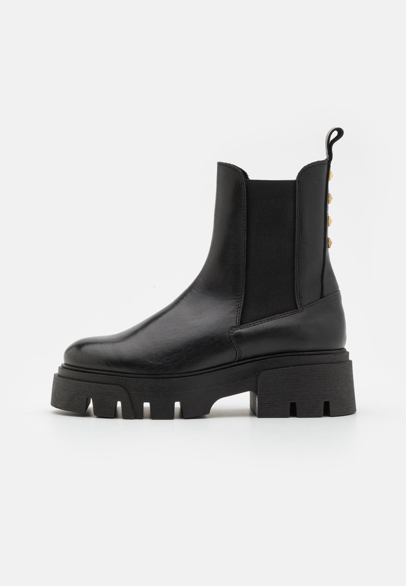 Zign LEATHER - Gležnjarji s platformo - black