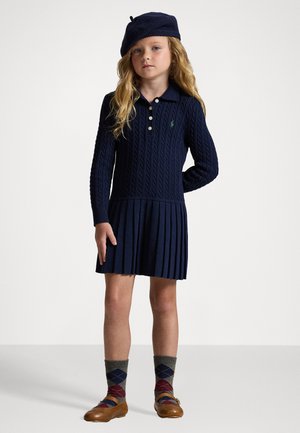 MINI CABLE POLO SWEATER DRESS - Džemperkleita - cruise navy