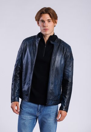 Lederjacke - blue black