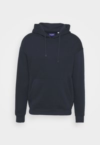 Navyblauer Kapuzenpulli aus einem Baumwollmischgewebe, mit einer Fronttasche, Kordelzug-Kapuze und gerippten Bündchen sowie Saum.