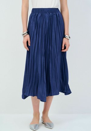 WITH ELASTIC WAIST - Jupe trapèze - indigo