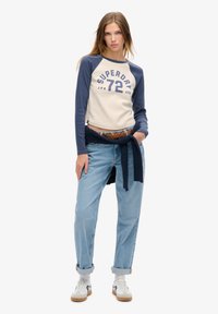 Superdry & Co ATHLETIC - Longsleeve - light oat marl mariner navy