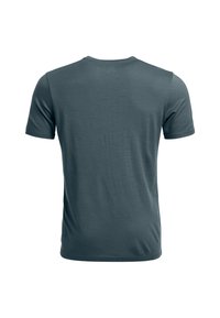 Dark blue short-sleeved T-shirt made from soft fabric, featuring a crew neck and a smooth, textured surface with no graphics or patterns.
