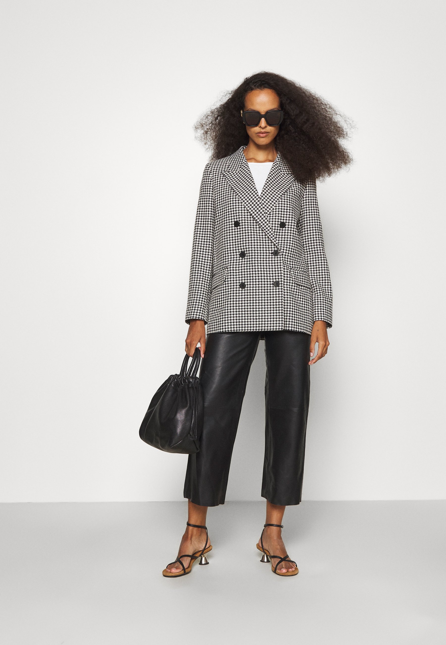 STUDIO ID SHEENA WIDE LEG POCKETS - Pantaloni di pelle - black/nero -  Zalando.it