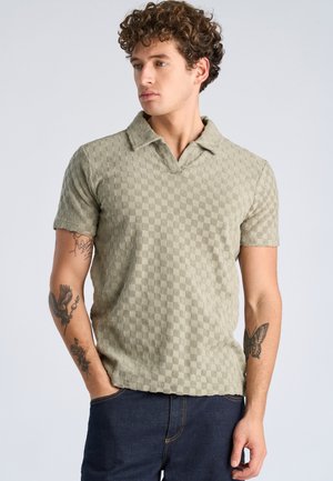 CHECKERED TOWEL V-NECK  - Poloshirt - dusty olive