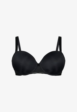 Sort polstret bh med bøjle, justerbare skulderstropper og glatte skåle på hvid baggrund.
