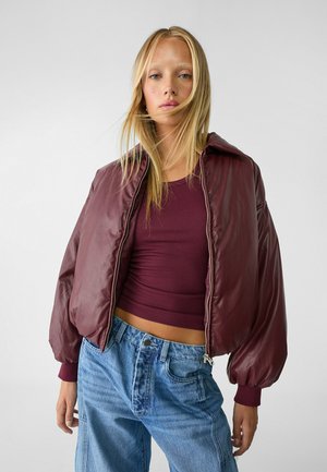 EFFECT PUFFER - Kunstlederjacke - bordeaux